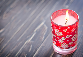 Image showing candle and christmas decoration