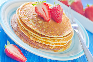 Image showing pancakes with strawberry