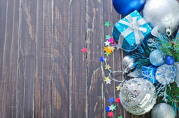 Image showing christmas decoration on wooden background