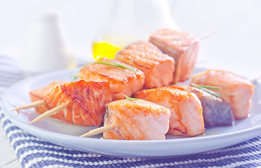 Image showing salmon kebab