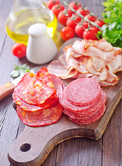 Image showing salami and bacon