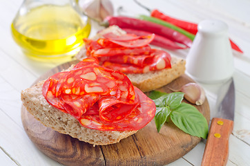 Image showing bread with salami