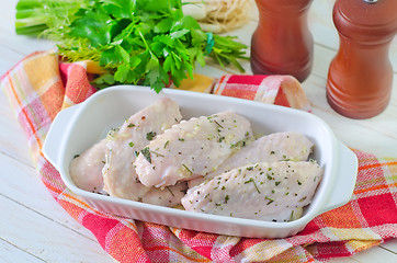 Image showing raw chicken wings with spice