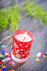 Image showing candle and christmas decoration