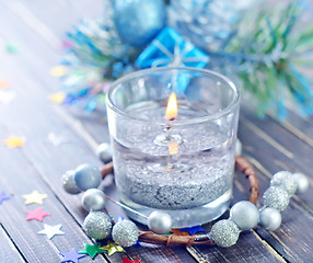 Image showing candle and christmas decoration