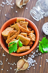 Image showing toasts with salt and garlic