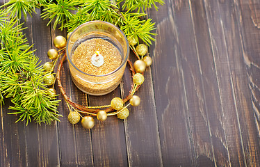Image showing candle and christmas decoration