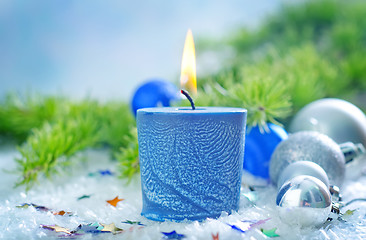 Image showing candle and christmas decoration