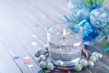 Image showing candle and christmas decoration