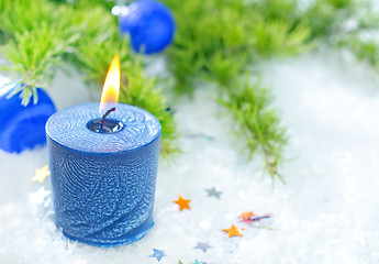 Image showing candle and christmas decoration