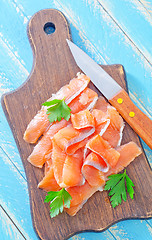 Image showing salmon on board