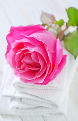 Image showing rose and towels