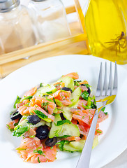 Image showing salad with salmon