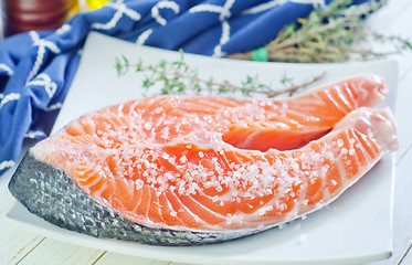 Image showing raw salmon steak