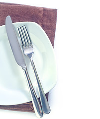 Image showing fork and knife on plate