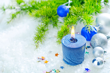 Image showing candle and christmas decoration