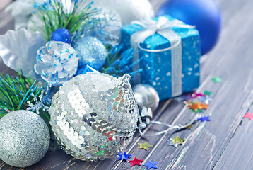 Image showing christmas decoration on wooden background