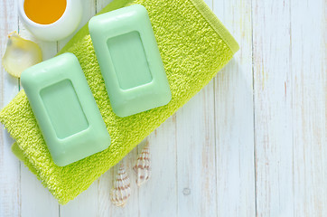 Image showing soap on the towels