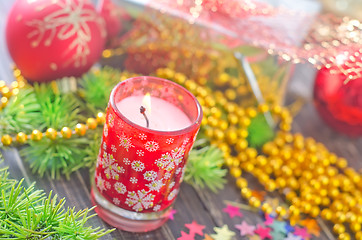 Image showing candle and christmas decoration