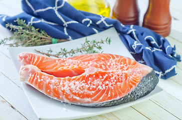 Image showing raw salmon steak