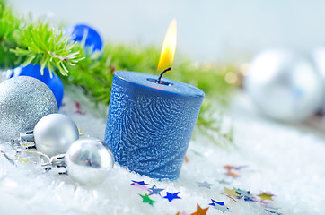 Image showing candle and christmas decoration