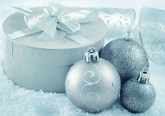 Image showing christmas decoration and box for present