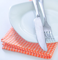 Image showing fork and knife on plate