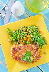 Image showing chicken breast and green peas