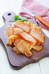 Image showing smoked fish on board
