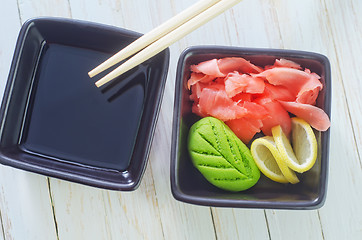 Image showing wasabi and ginger in bowl