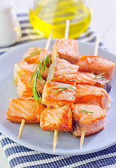 Image showing salmon kebab