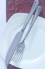 Image showing fork and knife on plate