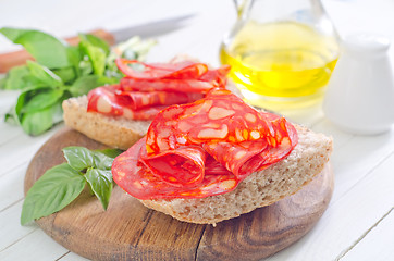 Image showing bread with salami