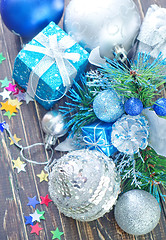 Image showing christmas decoration on wooden background