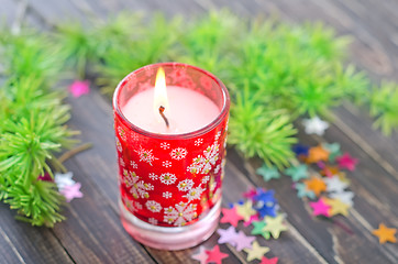 Image showing candle and christmas decoration