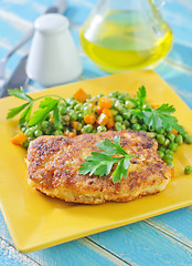 Image showing chicken breast and green peas