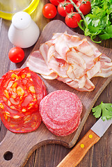 Image showing salami and bacon