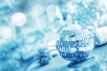 Image showing silver ball and other cristmas decoration.