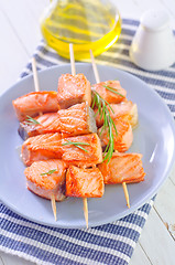 Image showing salmon kebab