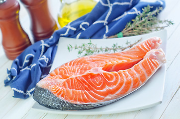 Image showing raw salmon steak