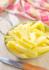 Image showing raw potato in metal bowl