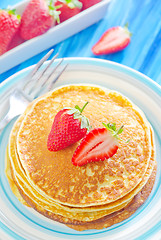 Image showing pancakes with strawberry