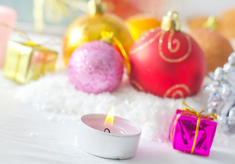 Image showing Candle and christmas decoration