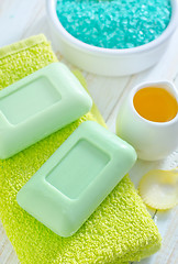 Image showing soap on the towels