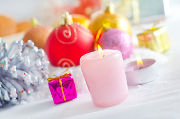 Image showing Candle and christmas decoration