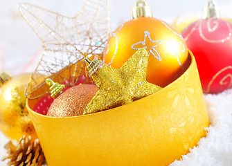 Image showing christmas decoration and box for present