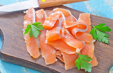 Image showing salmon on board