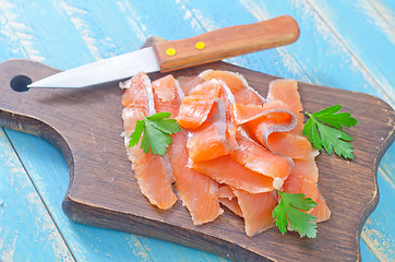 Image showing salmon on board