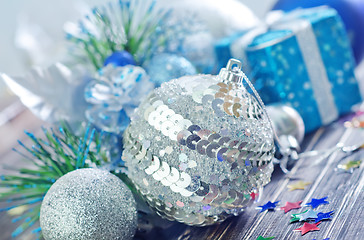 Image showing christmas decoration on wooden background