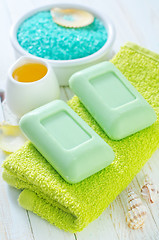 Image showing soap on the towels